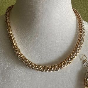 Gold/Silver Tone Handmade Necklace and Earrings